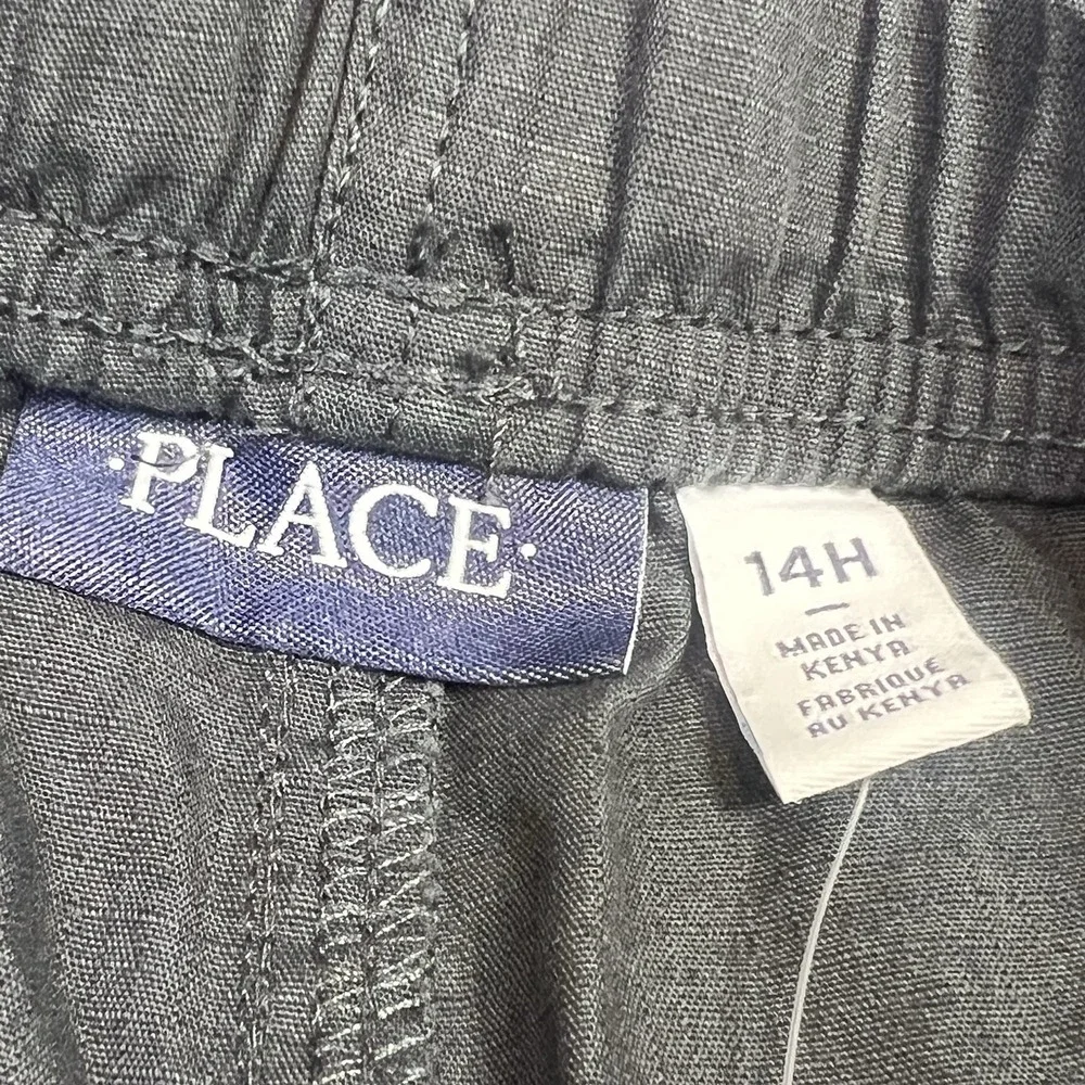 NWT Childrens Place Boys Size 14H Cargo Shorts Gray Uniform Husky Pockets School